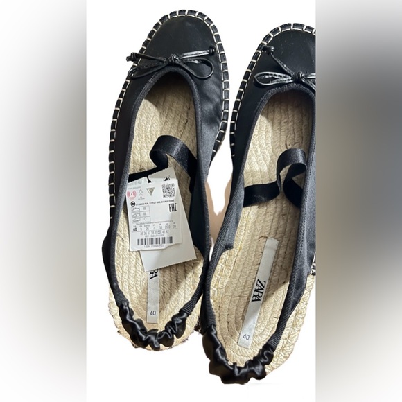 NWT Women ZARA Black Satin Effect Slip-on Espadrilles Flat Mule Shoes EU 40/US 9 - Picture 4 of 8